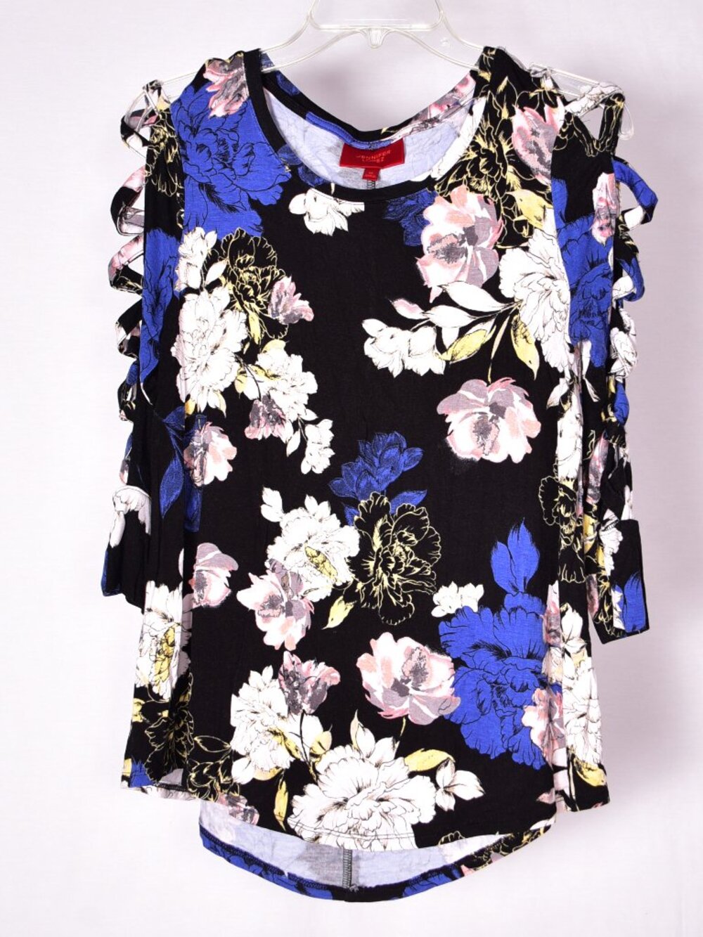 Jennifer Lopez Women's Floral Open Sleeve Tunic Blouse Size Medium